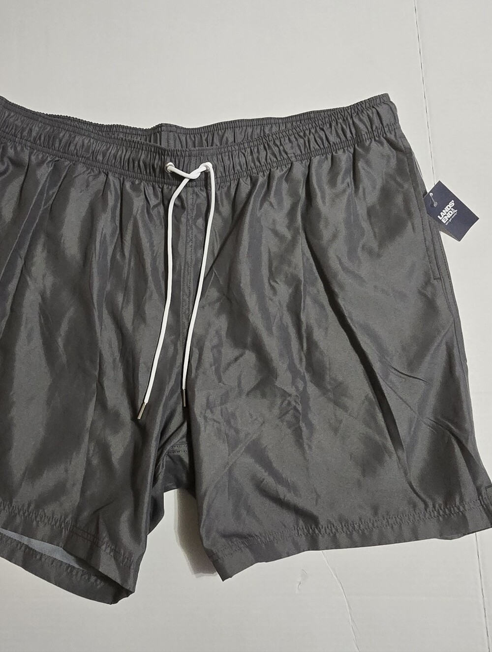 Men's Xxl Grey Lands End Swim Shorts with Drawstring